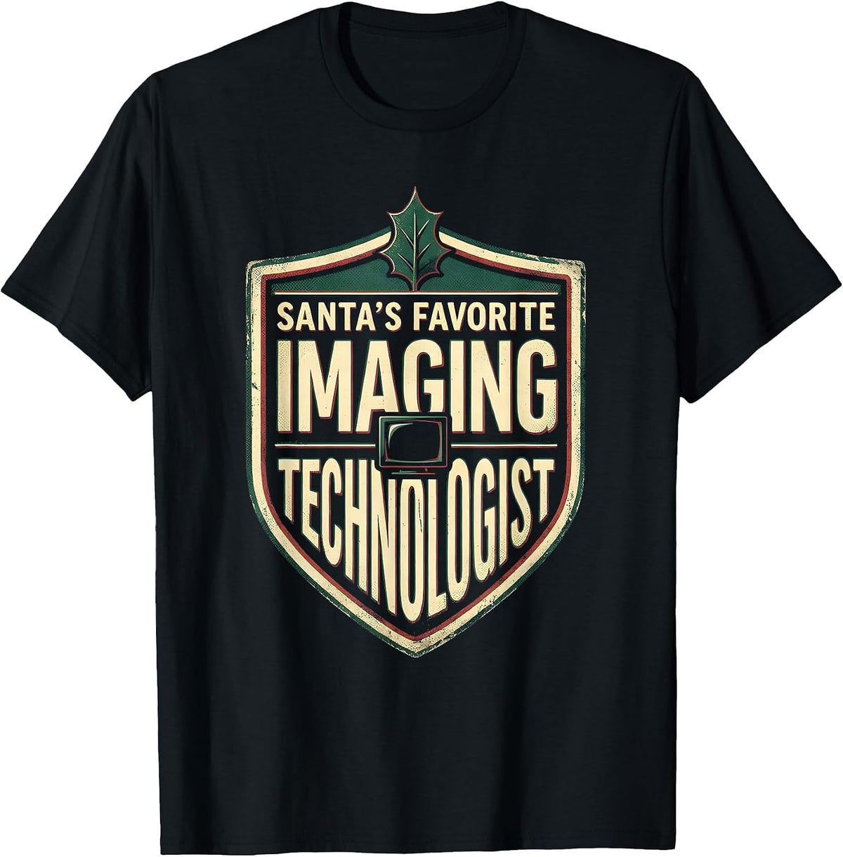 Men's Santa's Favorite Imaging Technologist Vintage Medical Tech T-Shirt - Black