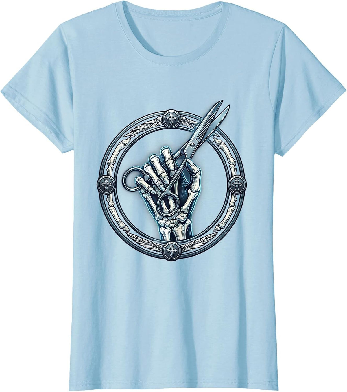 Women's X-Ray Hand Surgical Scissors Medical Assistant T-Shirt - Baby Blue