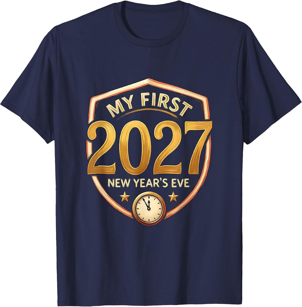 Men's My First New Year's Eve 2027 Festive Baby Milestone Keepsake T-Shirt - Navy Blue