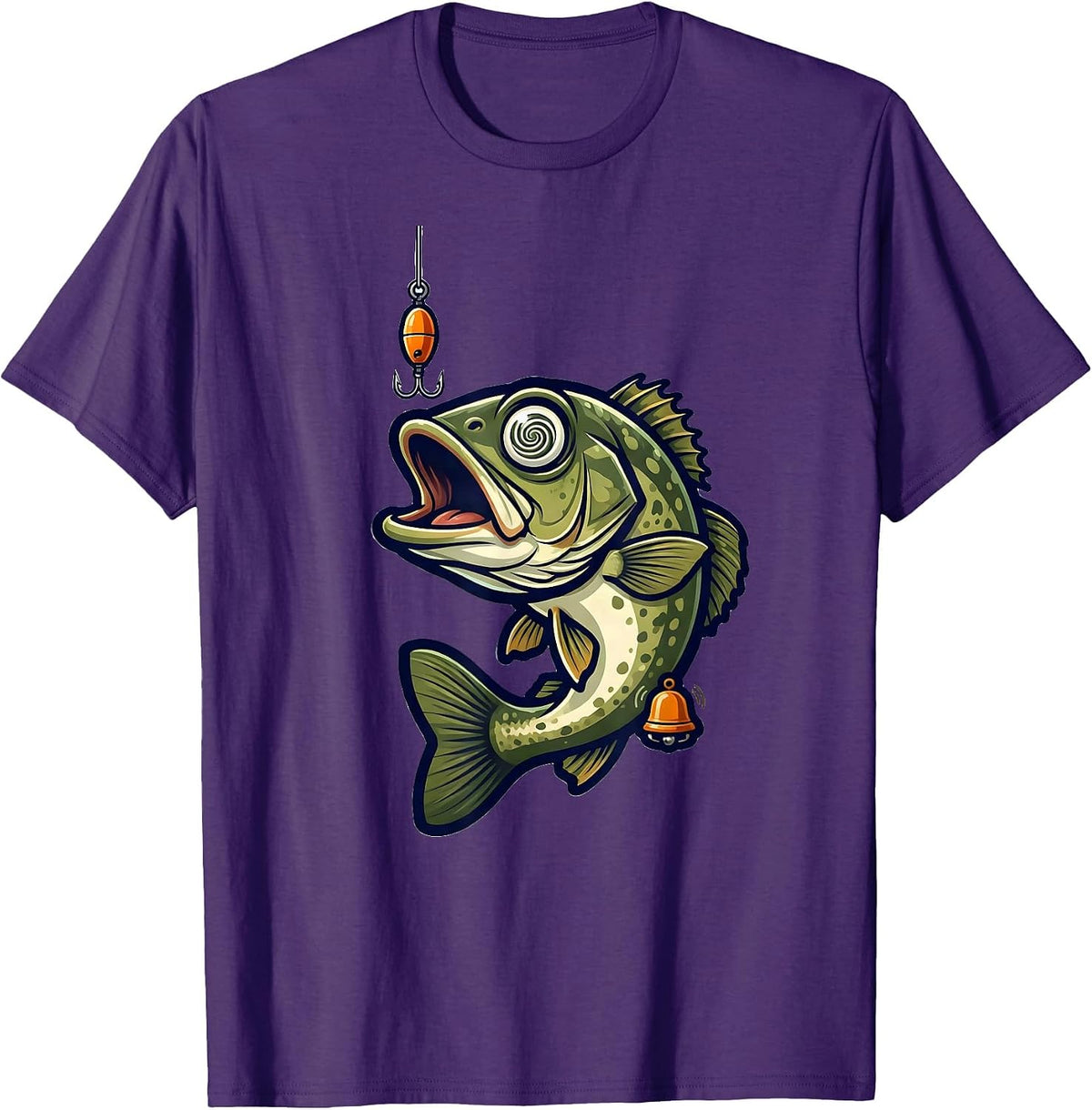 Hypnotized Bass Crankbait Funny Freshwater Fishing T-Shirt - Purple