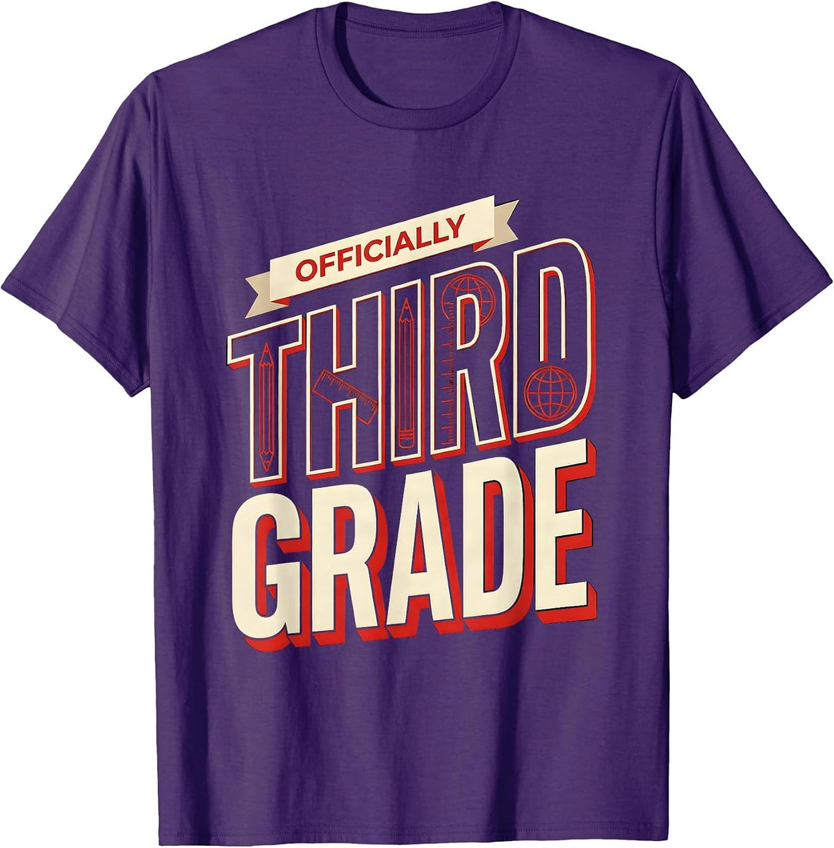 Men's Officially Third Grade Constructivist Poster Back To School T-Shirt - Purple