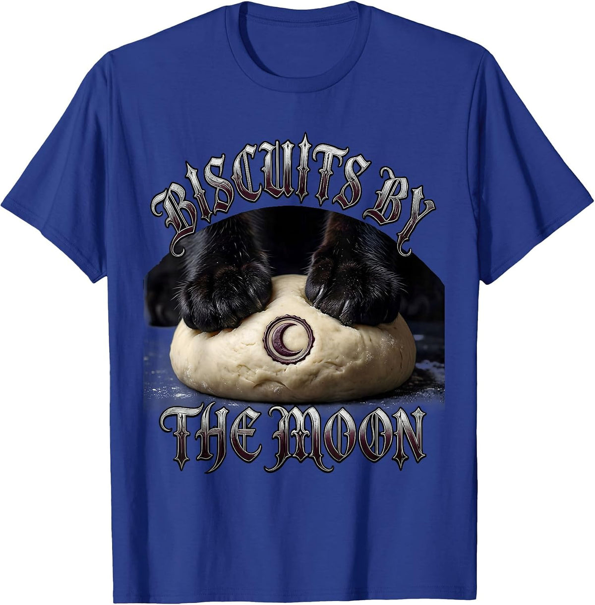Biscuits By The Moon Gothic Cat Lover Bakery Humor T-Shirt - Royal Blue