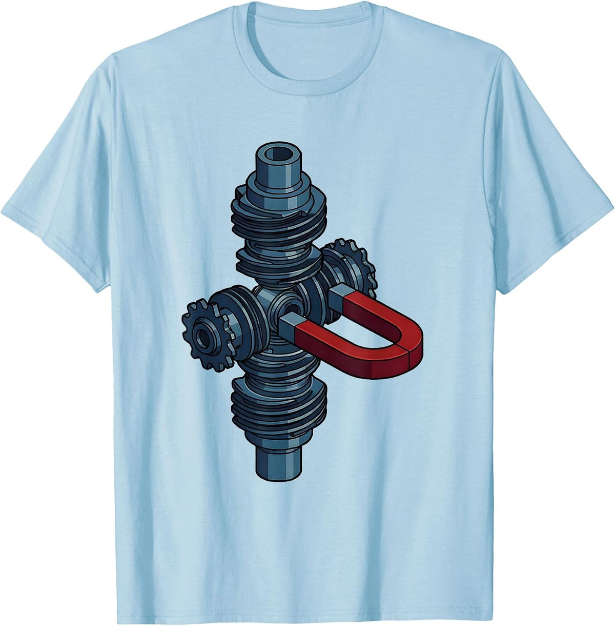 Men's Valley Forge Automotive Crankshaft Magnet Graphic T-Shirt - Baby Blue