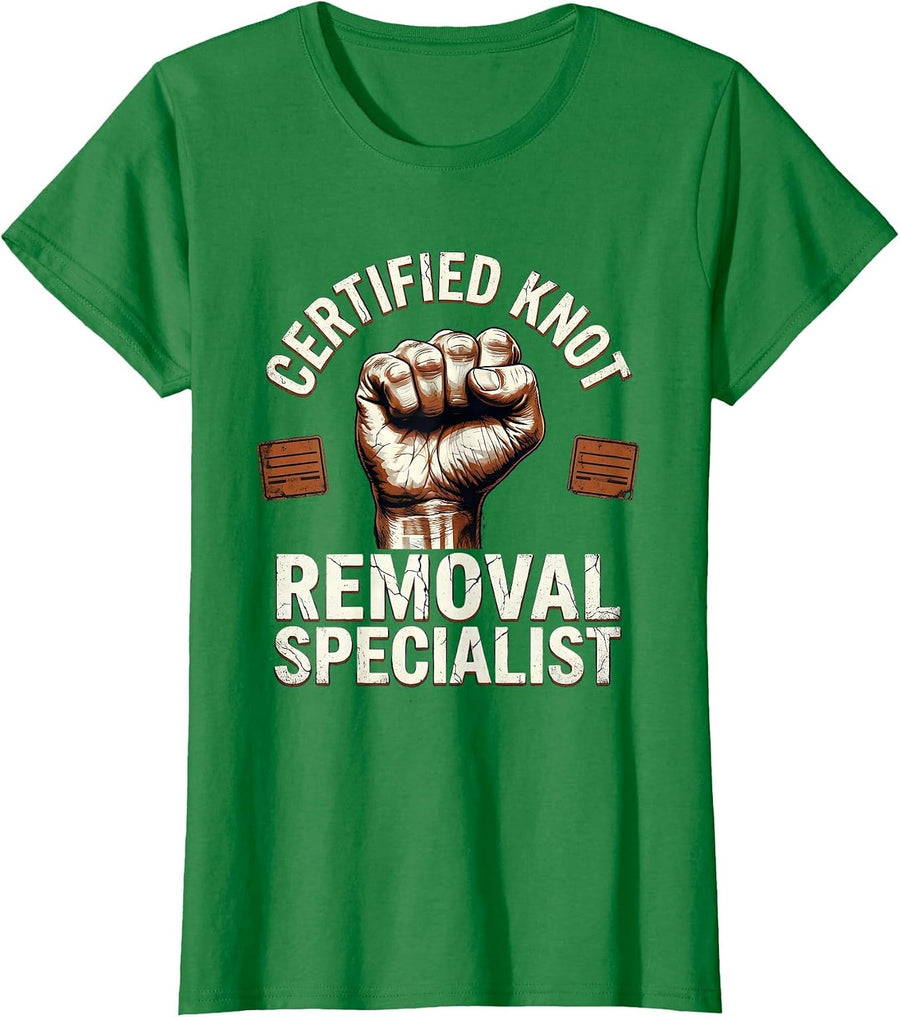 Women's Certified Knot Removal Specialist Funny Massage Therapist T-Shirt - Kelly Green
