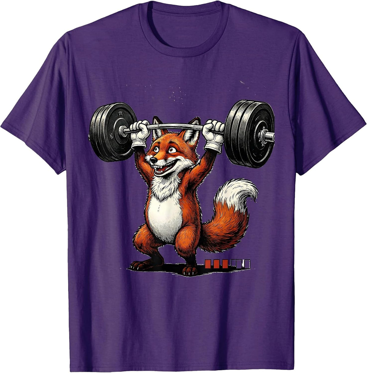 Men's Rubber Hose Fox Weightlifting Gym Humor T-Shirt - Purple