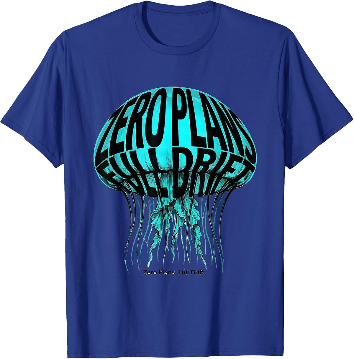 Men's Zero Plans Full Drift Cute Kawaii Jellyfish Sea Creature T-Shirt - Royal Blue