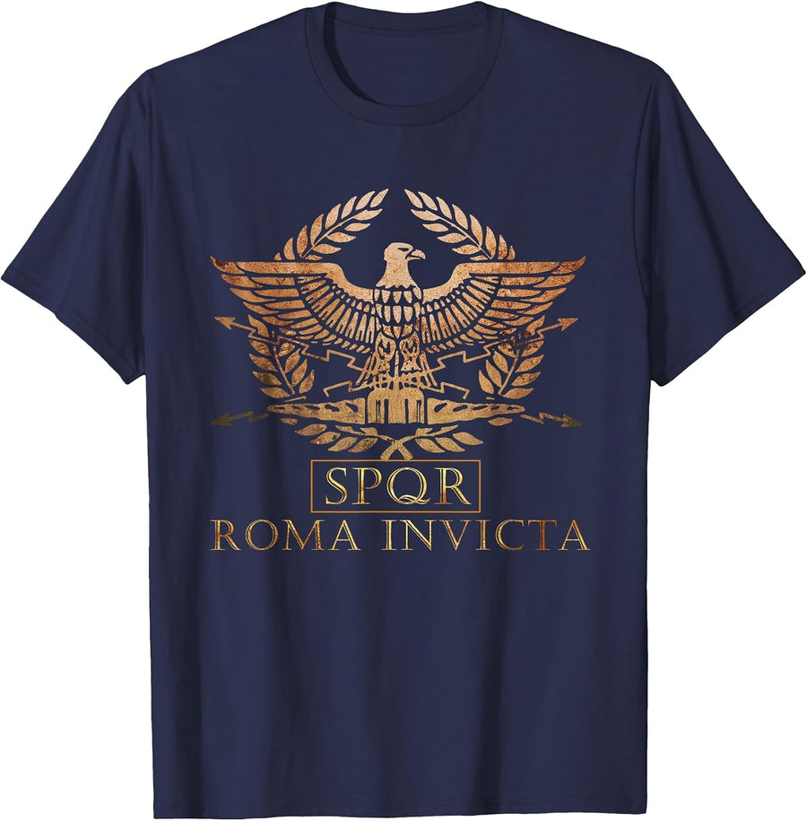 SPQR - Roma Invicta - Unconquered Rome T-Shirt - Navy Blue