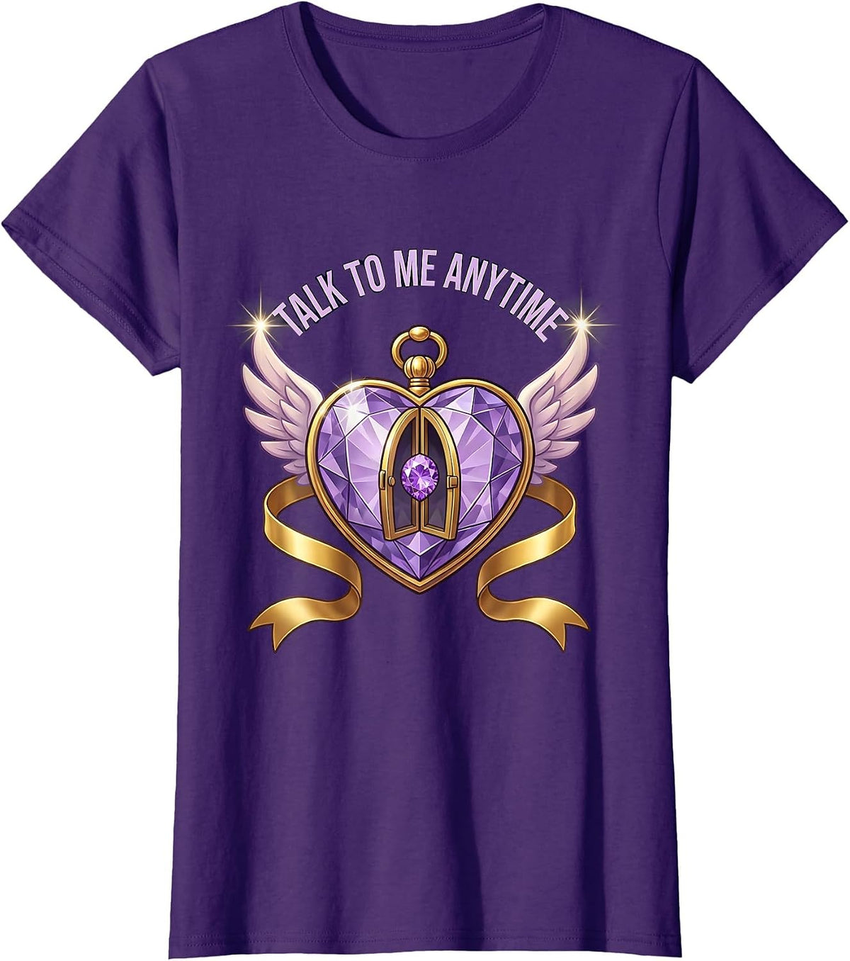Women's Talk To Me Anytime School Counselor Design T-Shirt - Purple