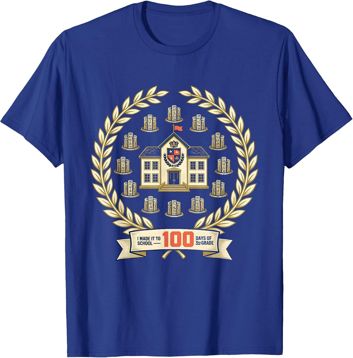 I Made It To 100 Days Of School — 3rd Grade Teacher T-Shirt - Royal Blue