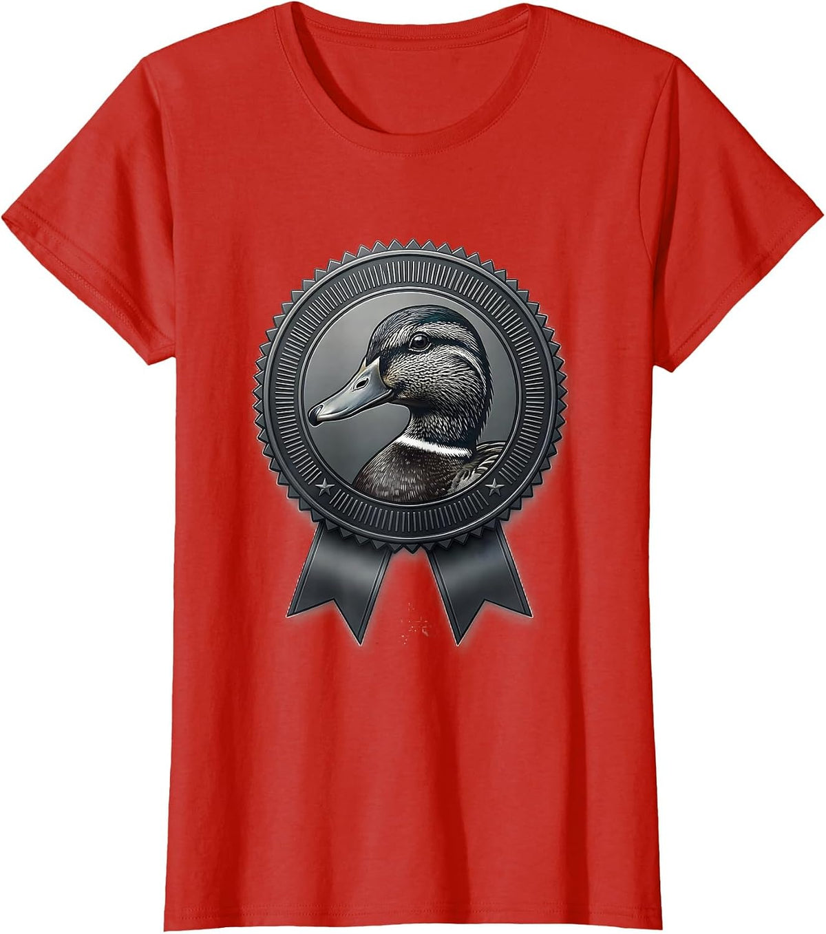 Pressed Seal Mallard Duck Hunter Badge Humor Gift T-Shirt - Red