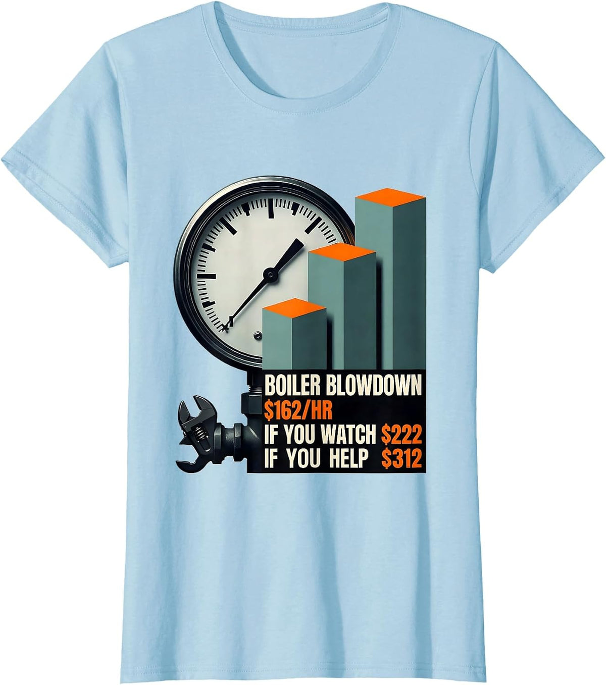 Boiler Blowdown Funny Plumber Hourly Rate Trade Humor T-Shirt - Baby Blue