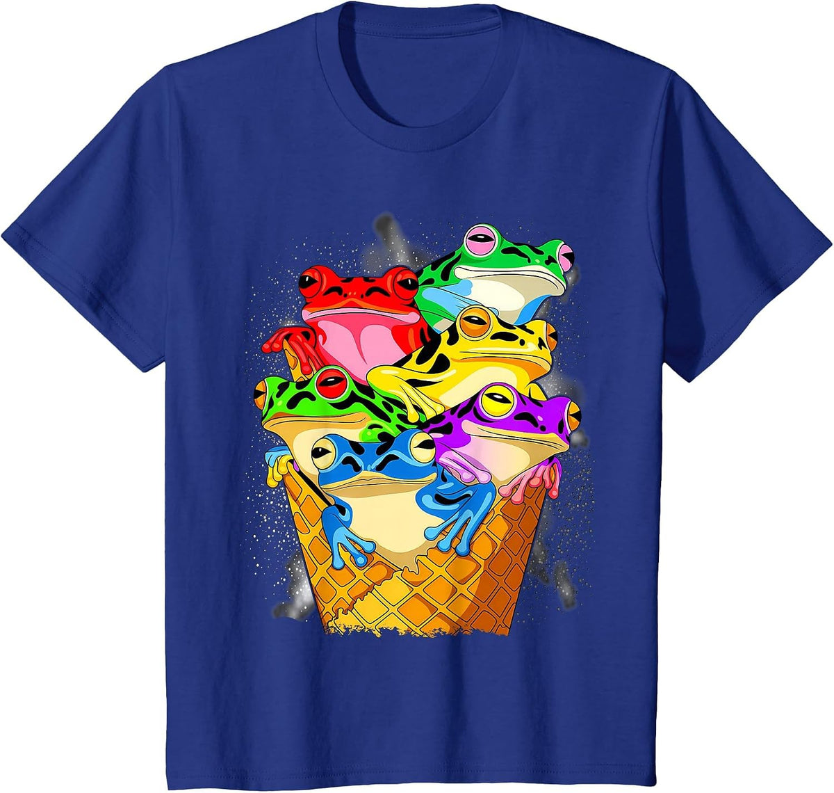 Funny Tree Climbing Frogs, Ice Cream in A Waffle T-Shirt - Royal Blue
