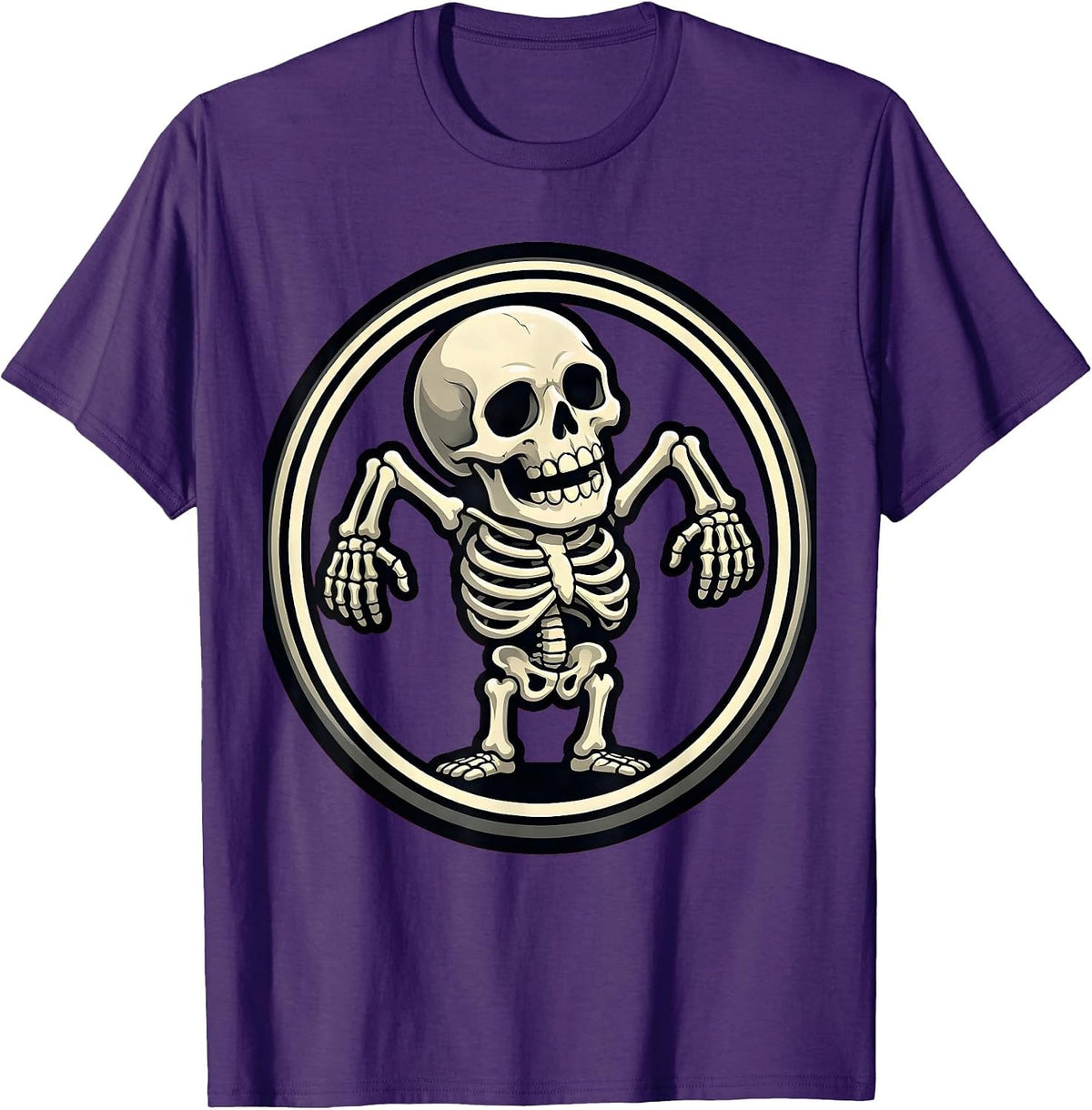 Lazy Skeleton Shrug Funny Offensive Graphic T-Shirt - Purple