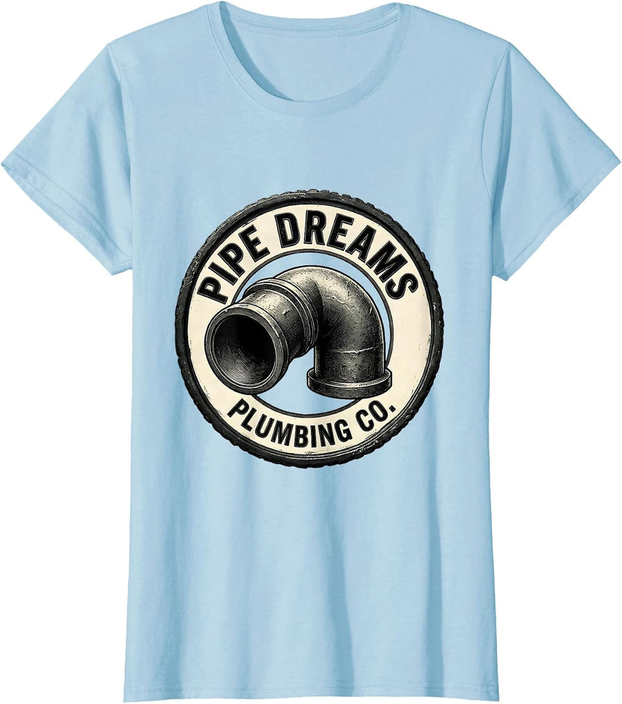 Women's Pipe Elbow Funny Plumber Trade Sarcastic Humor T-Shirt - Baby Blue