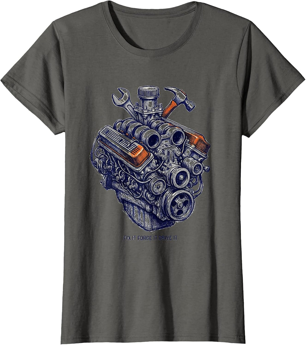 Women's Valley Forge Automotive Fix It Forge It Drive It T-Shirt - Asphalt Grey
