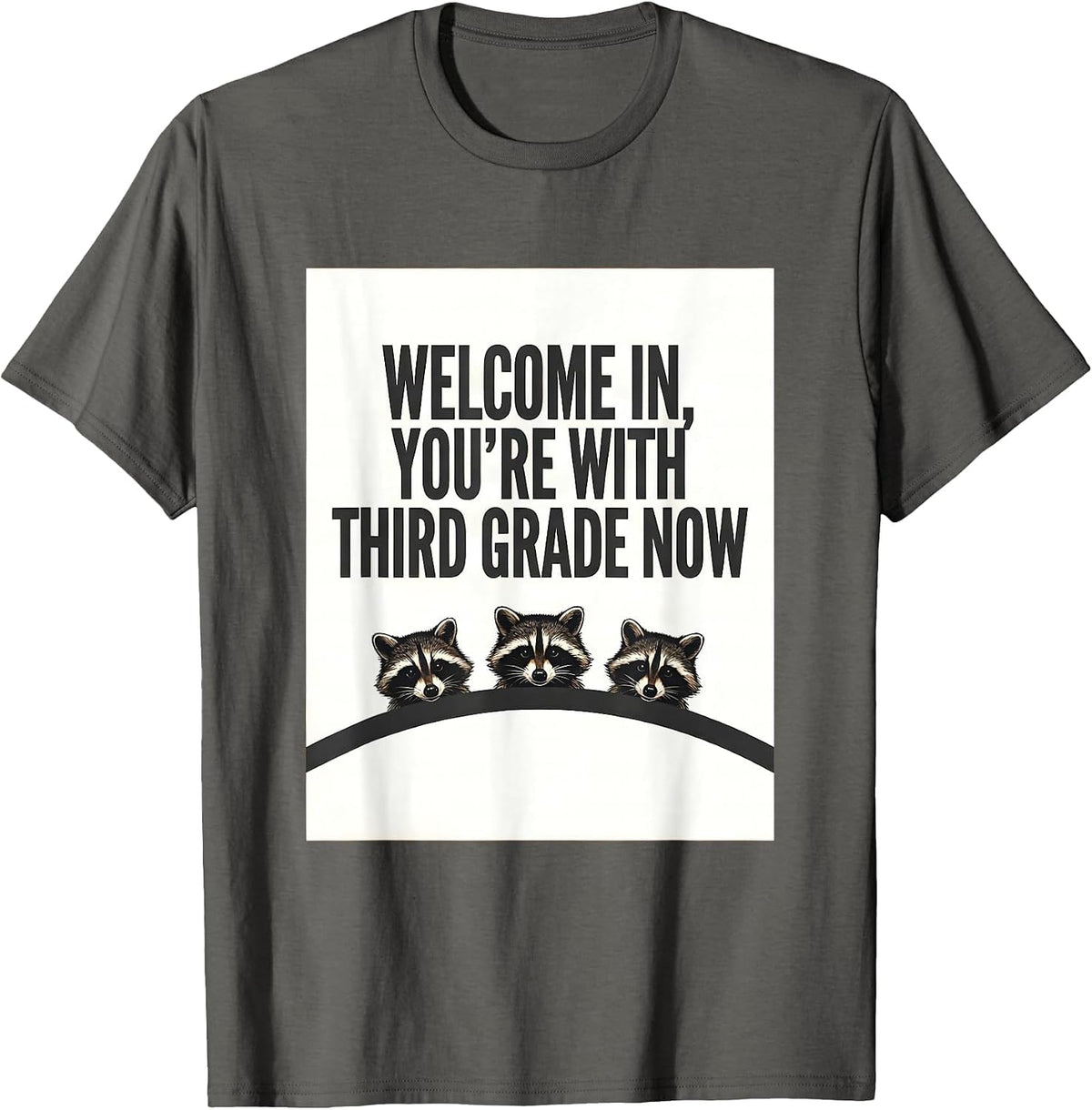 Welcome In, You're With Third Grade Now Teacher T-Shirt - Asphalt Grey