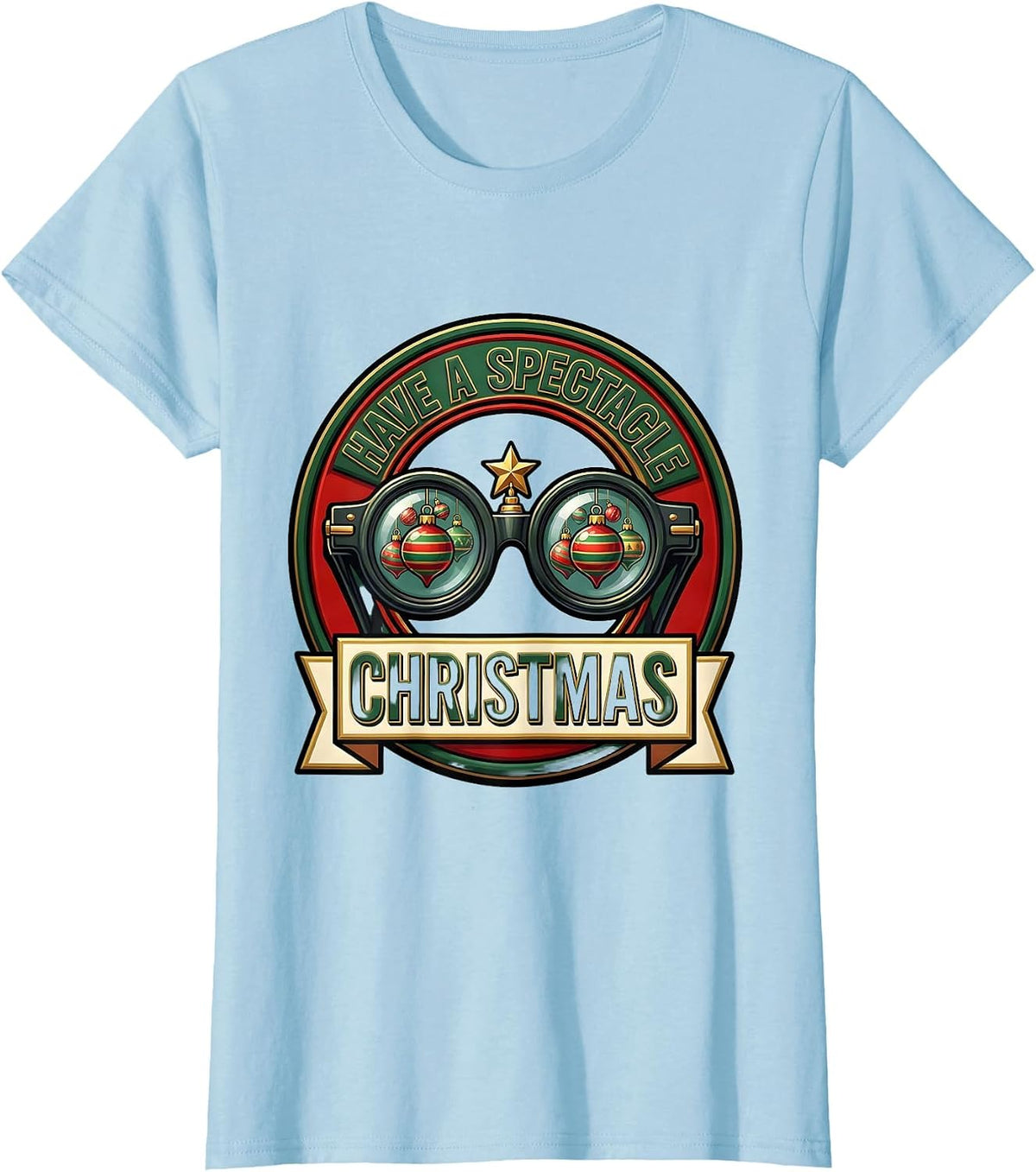 Have A Spectacle Christmas Funny Optometrist Eyewear Humor T-Shirt - Baby Blue