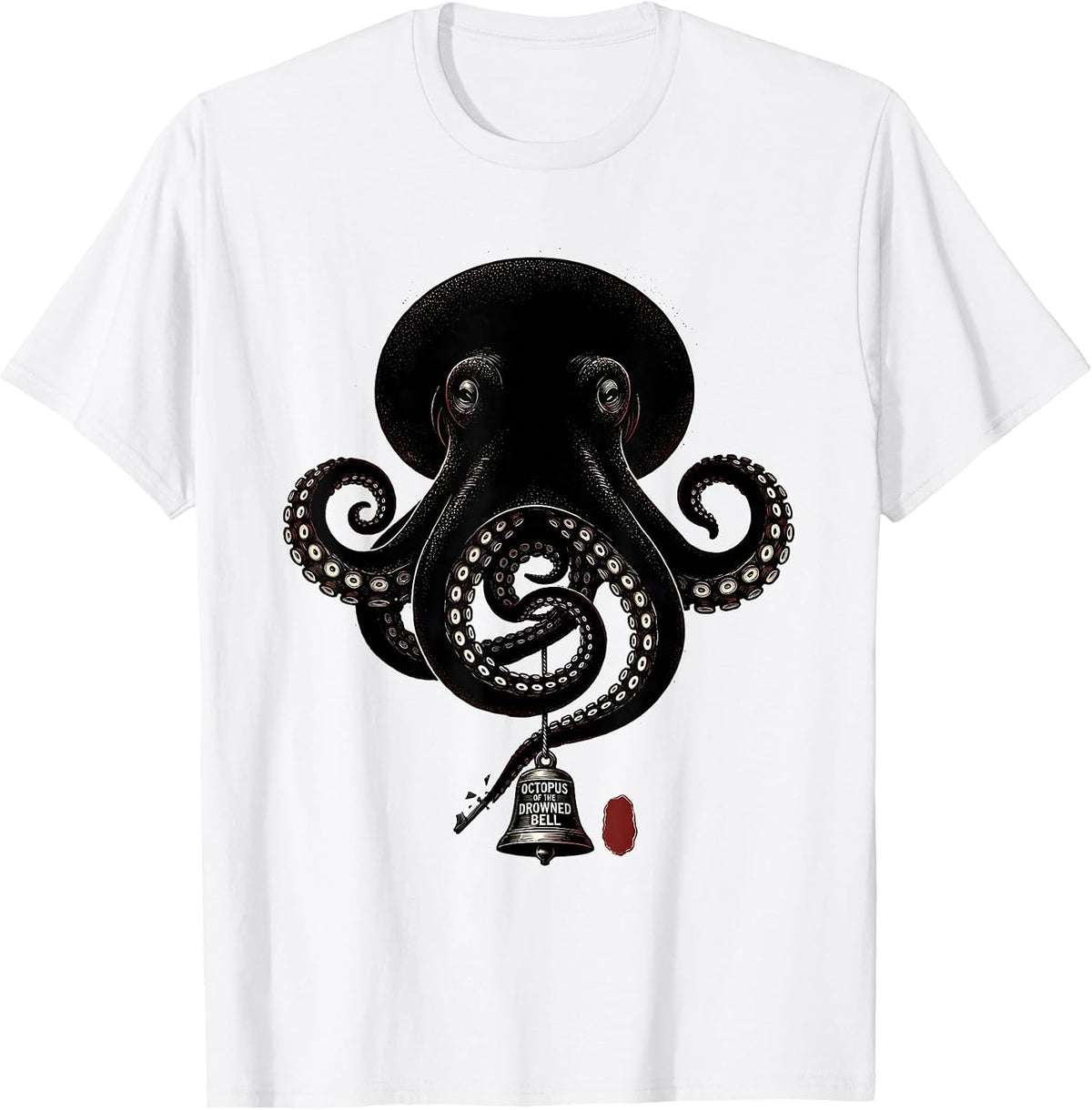 Men's Octopus of the Drowned Bell Blackwork Dotwork Octopus Lover T-Shirt - White