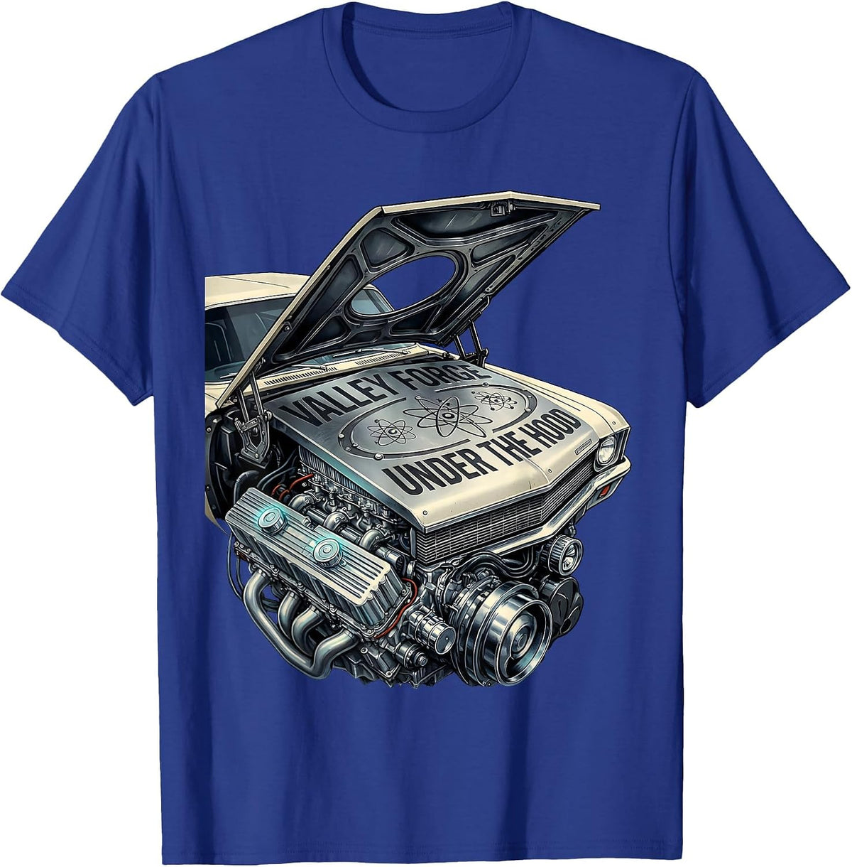 Men's Valley Forge Under the Hood Automotive Design T-Shirt - Royal Blue