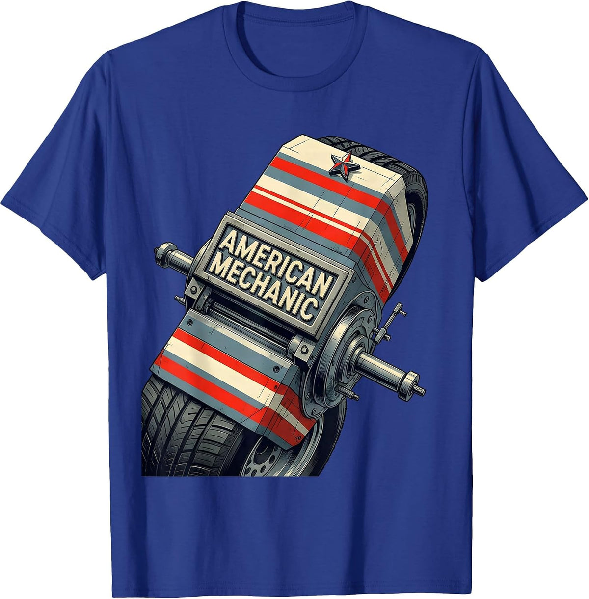 American Mechanic Patriotic Tradesman Blue Collar Worker T-Shirt - Royal Blue