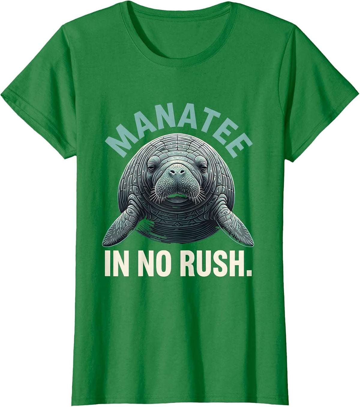 Women's Manatee In No Rush Custom Animal Portrait Art Wildlife T-Shirt - Kelly Green