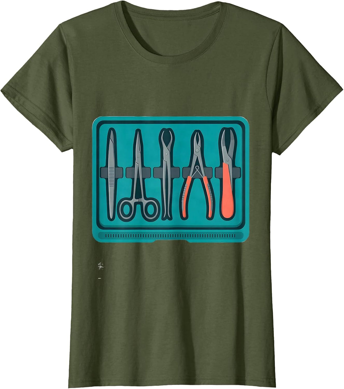 Women's Instrument Tray Flat Vector Surgical Tech Pride T-Shirt - Olive Green