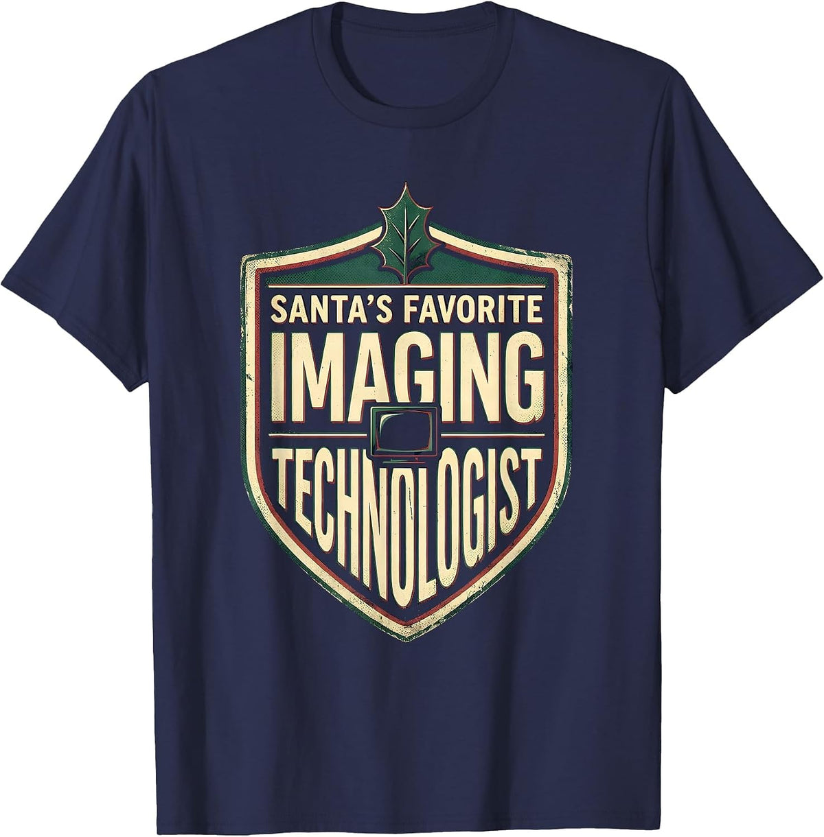 Men's Santa's Favorite Imaging Technologist Vintage Medical Tech T-Shirt - Navy Blue
