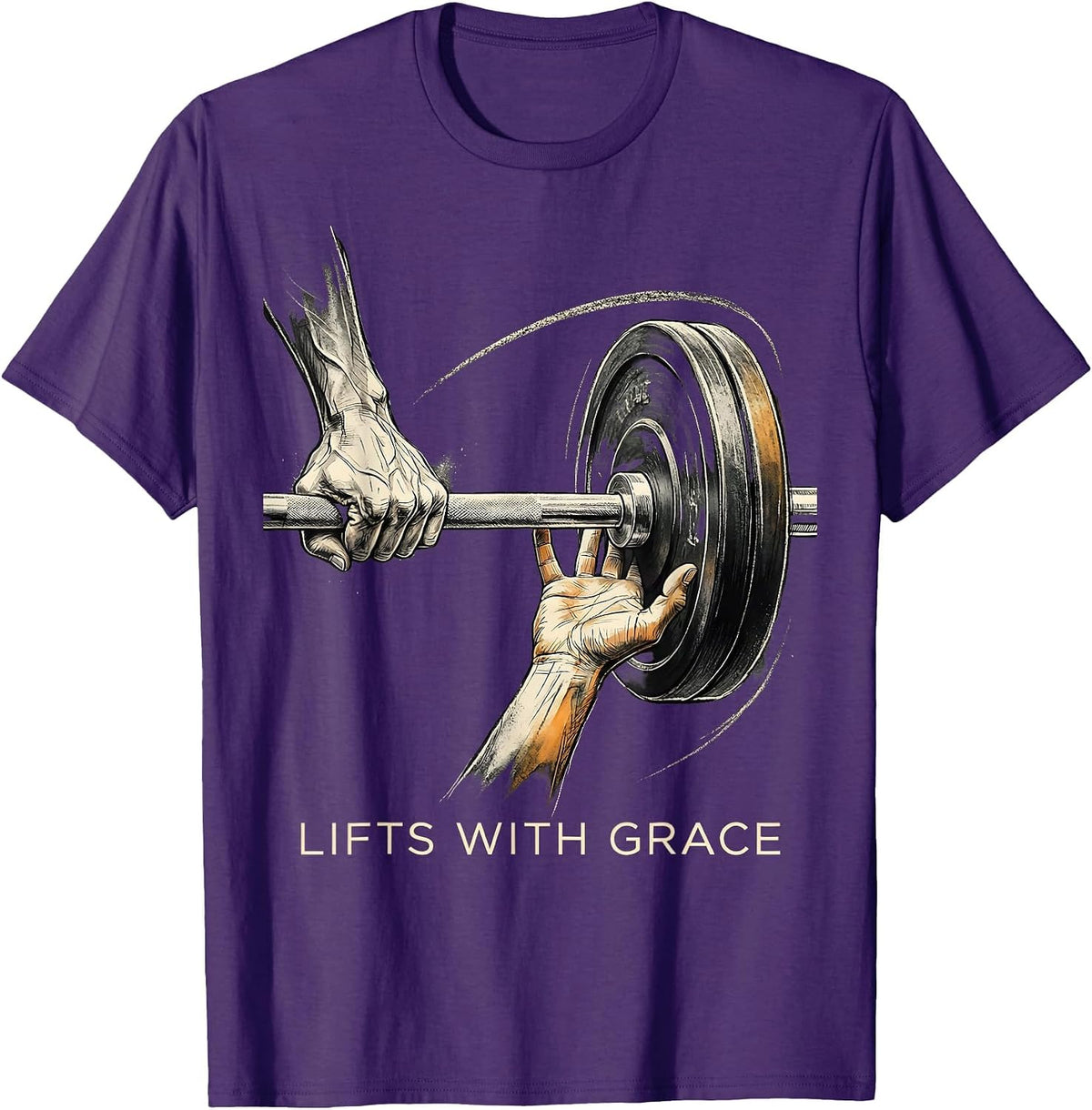 Men's Lifts With Grace Christian Gym Faith Motivation Weightlifter T-Shirt - Purple