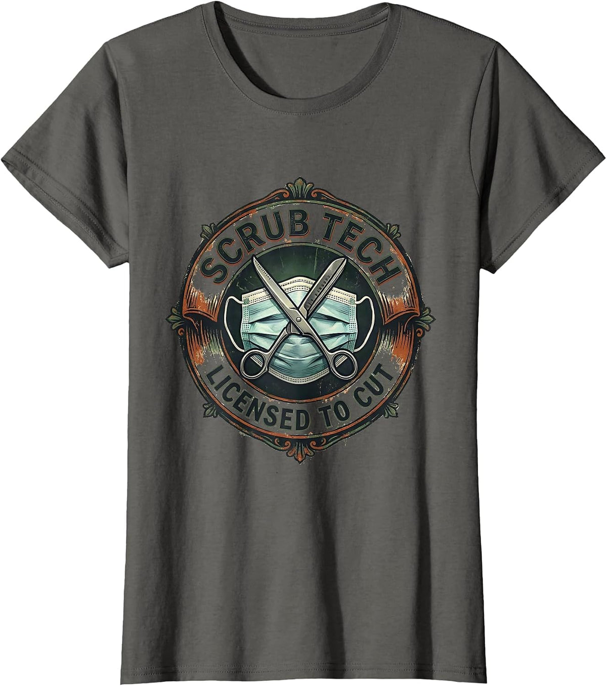 Women's Scrub Tech Licensed To Cut Vintage Surgical Technologist T-Shirt - Asphalt Grey