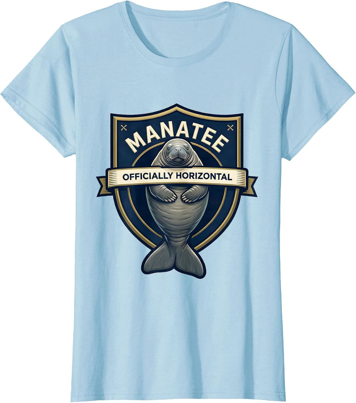 Manatee Officially Horizontal Funny Sea Animal Lover Humor T-Shirt - Baby Blue