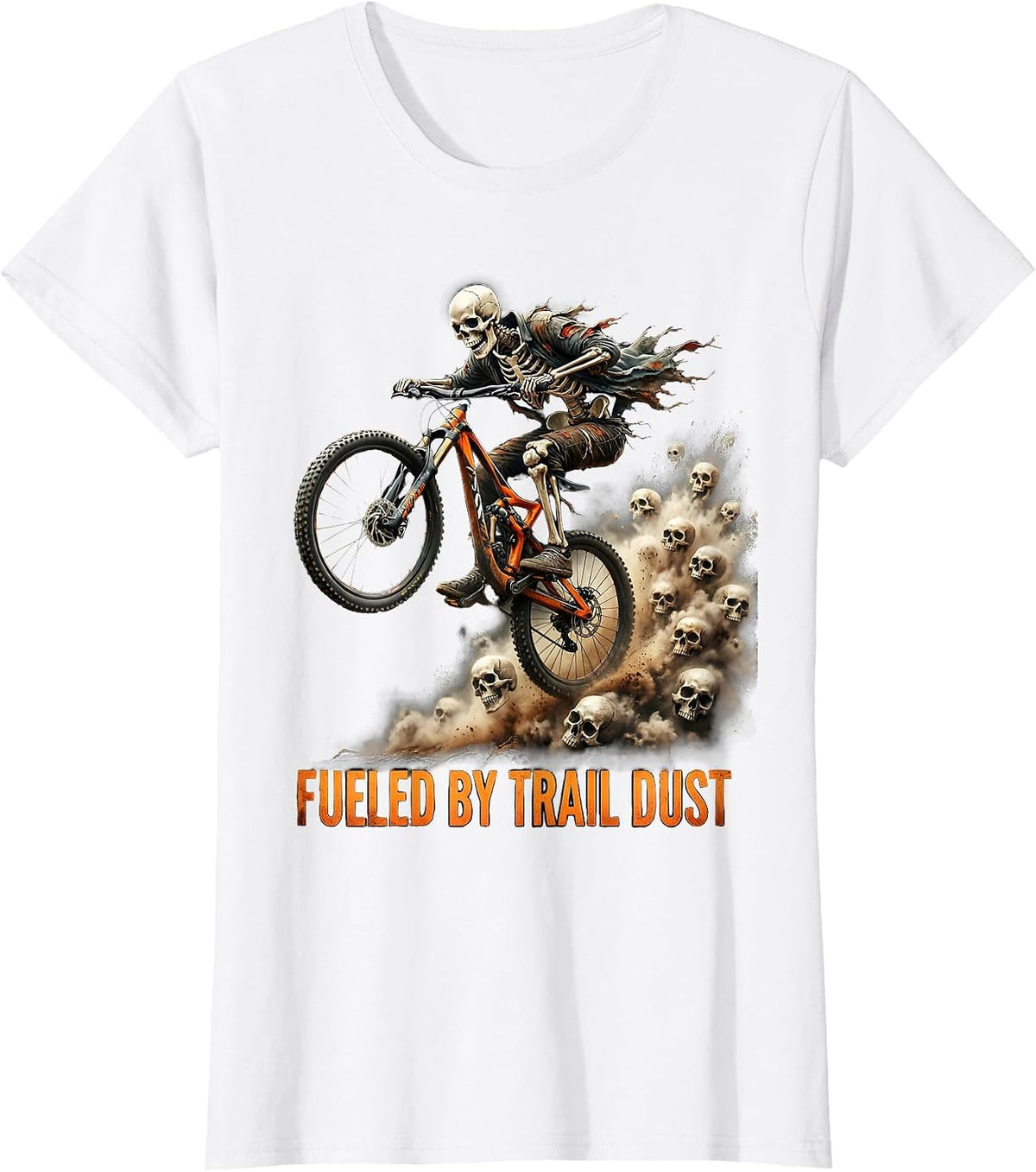 Fueled by Trail Dust Mountain Bike Design T-Shirt - White