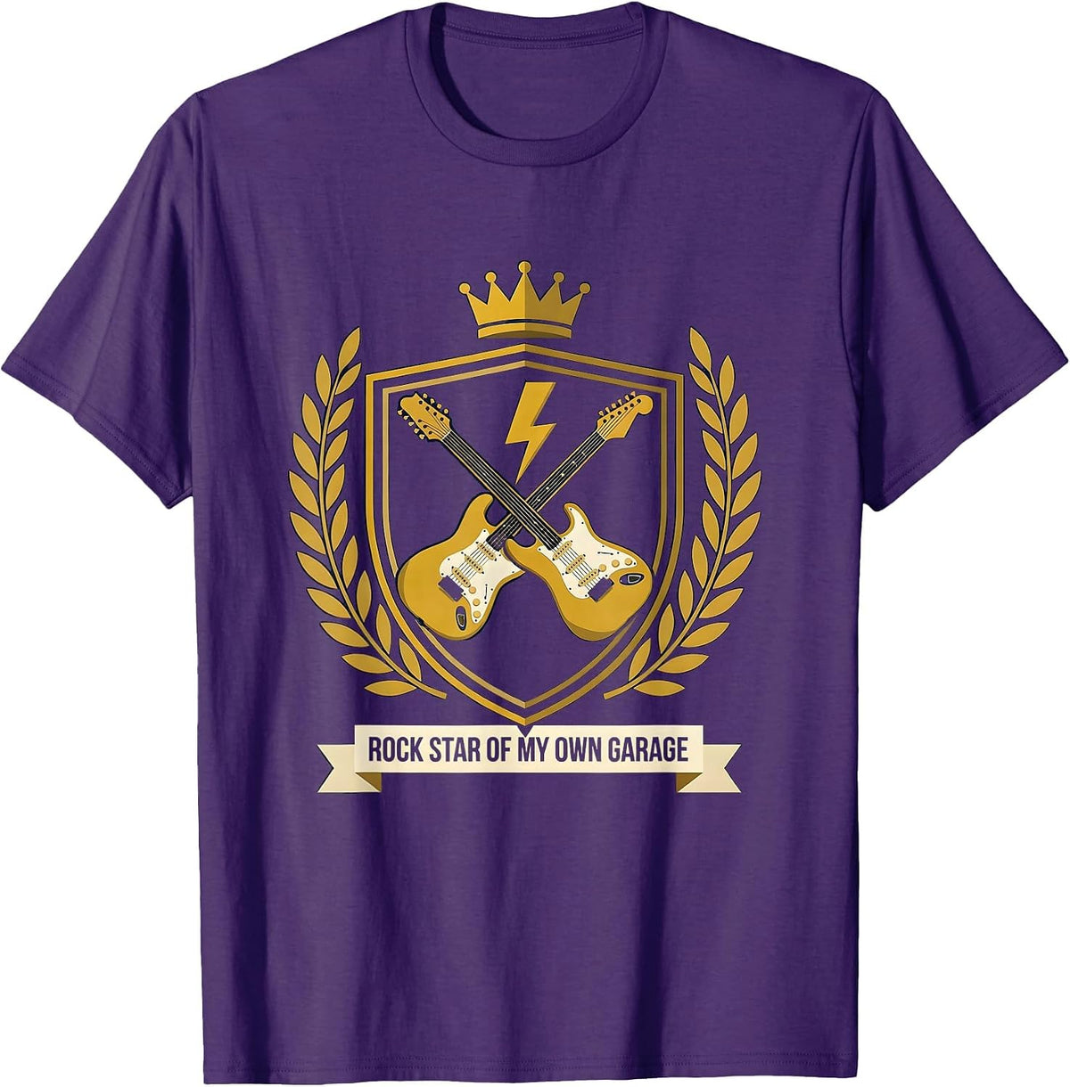 Men's Rock Star Of My Own Garage Funny Rock Fan Heavy Metal Emblem T-Shirt - Purple