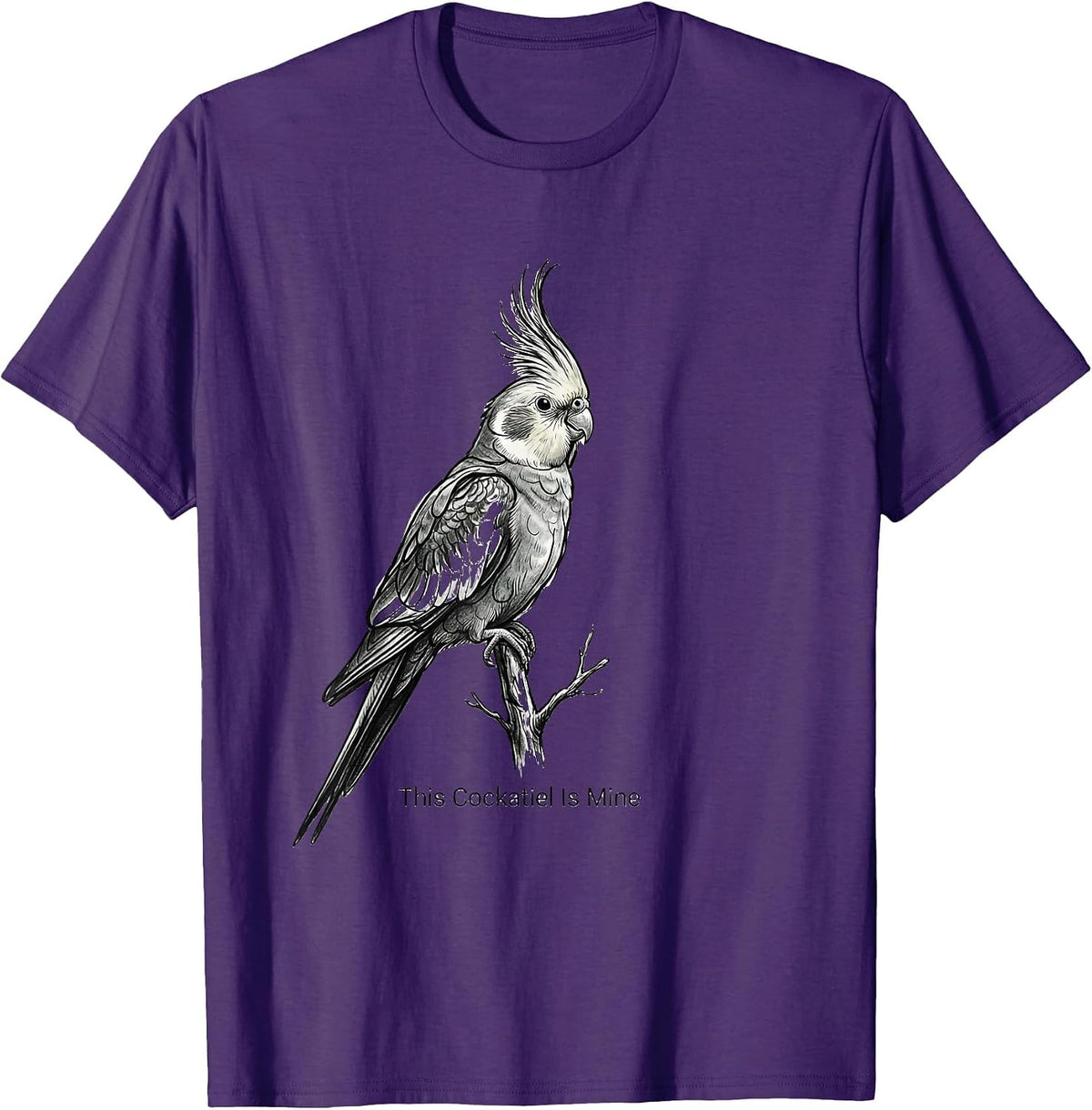 This Cockatiel Is Mine Vintage Cockatiel Drawing Art Design T-Shirt - Purple