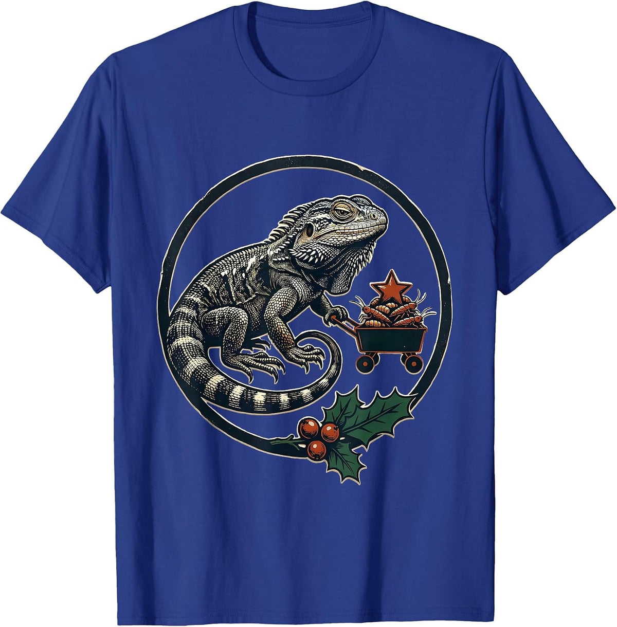Bearded Dragon Christmas Cart Funny Dragon Lover Gift T-Shirt - Royal Blue