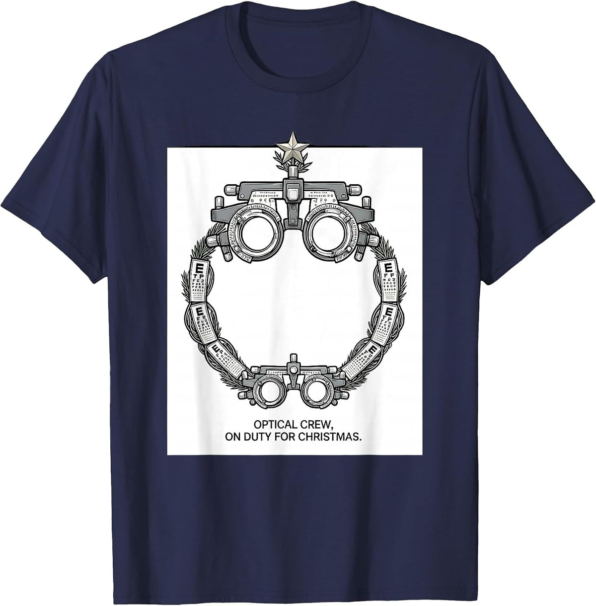 Men's Optical Crew On Duty For Christmas Funny Optometrist Eye T-Shirt - Navy Blue