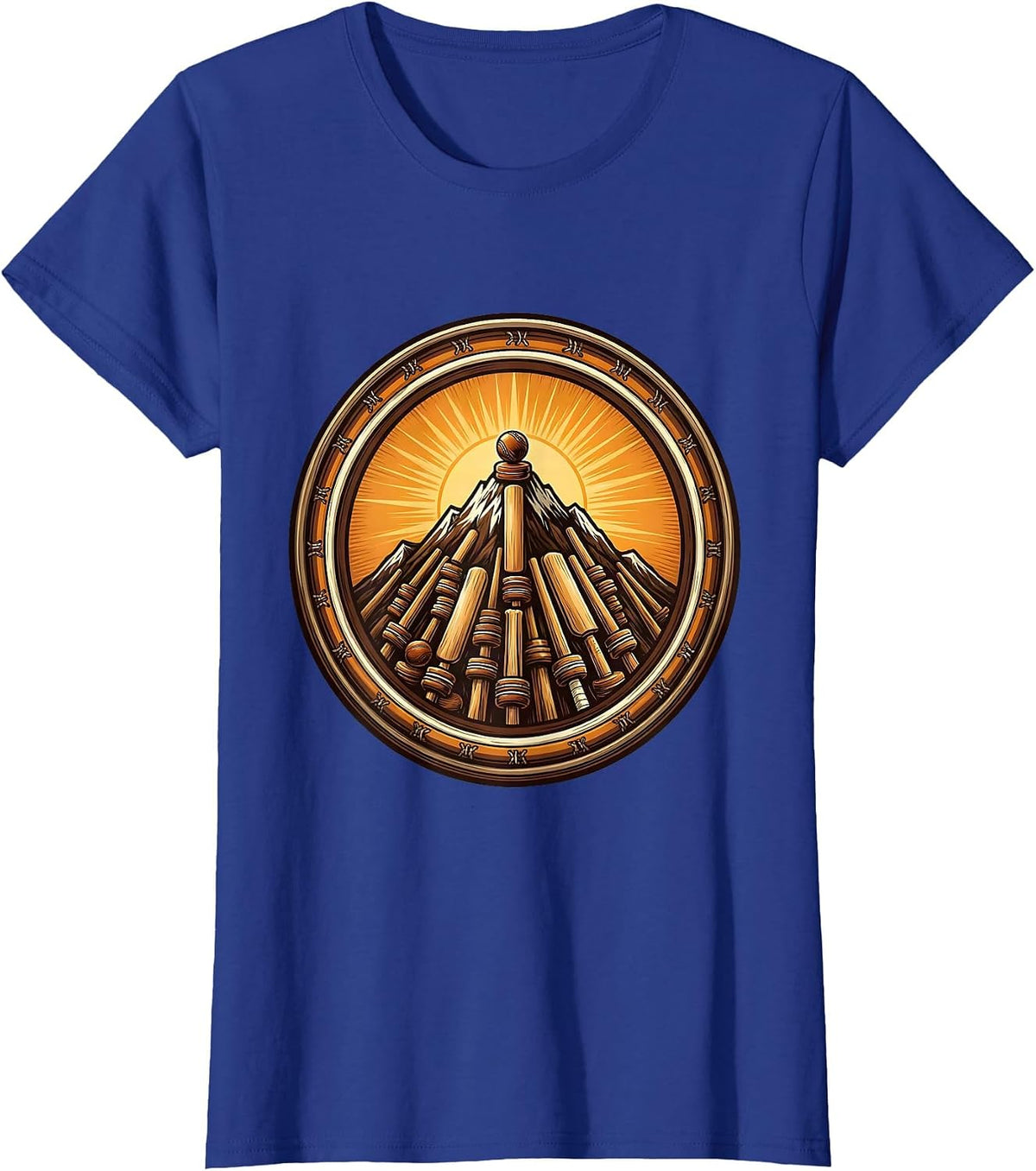 Women's Cricket Stumps Mountain Peak Inspirational Design T-Shirt - Royal Blue