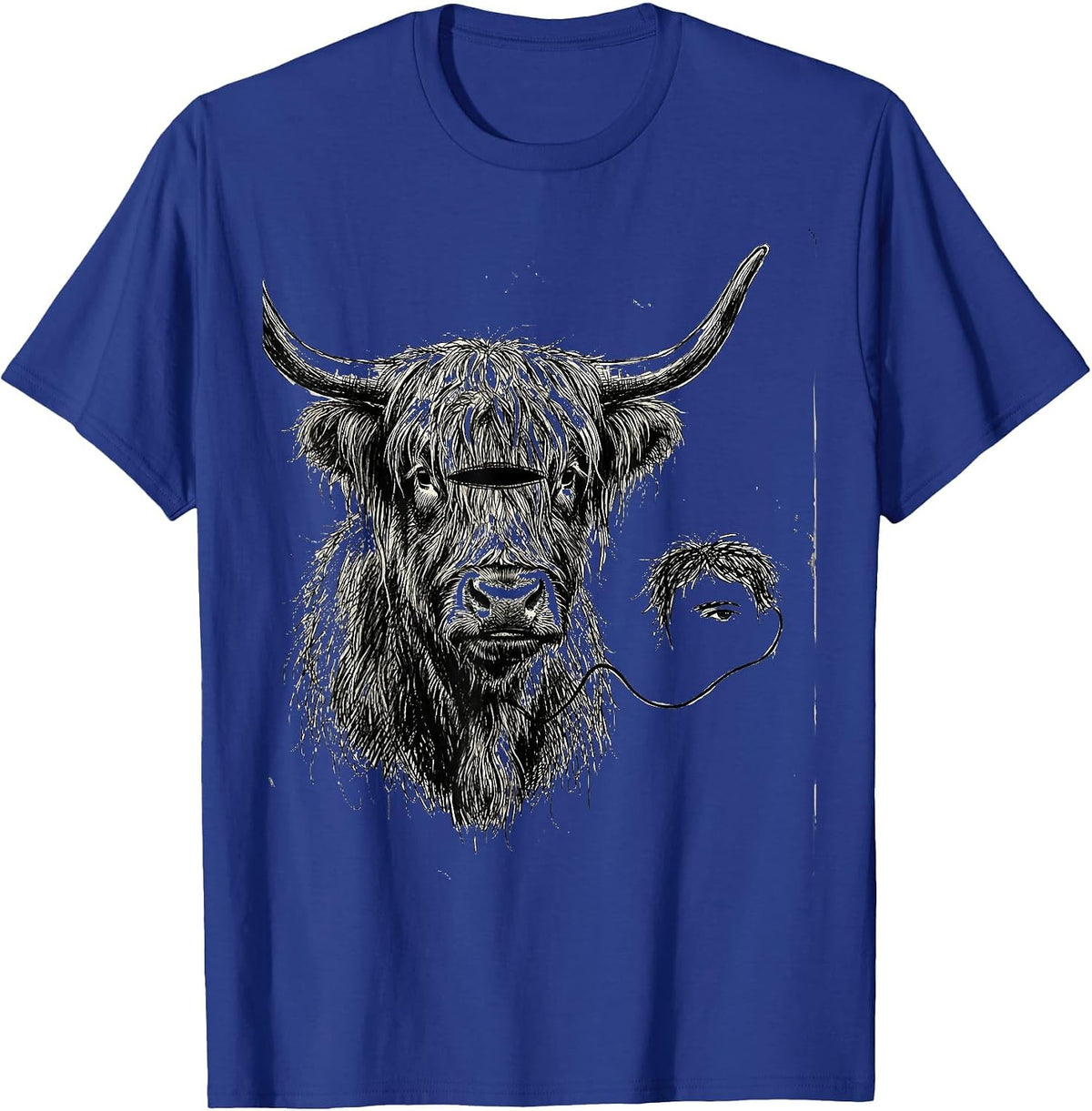 Highland Cow Doodle Cute Cow Lover Humor T-Shirt - Royal Blue