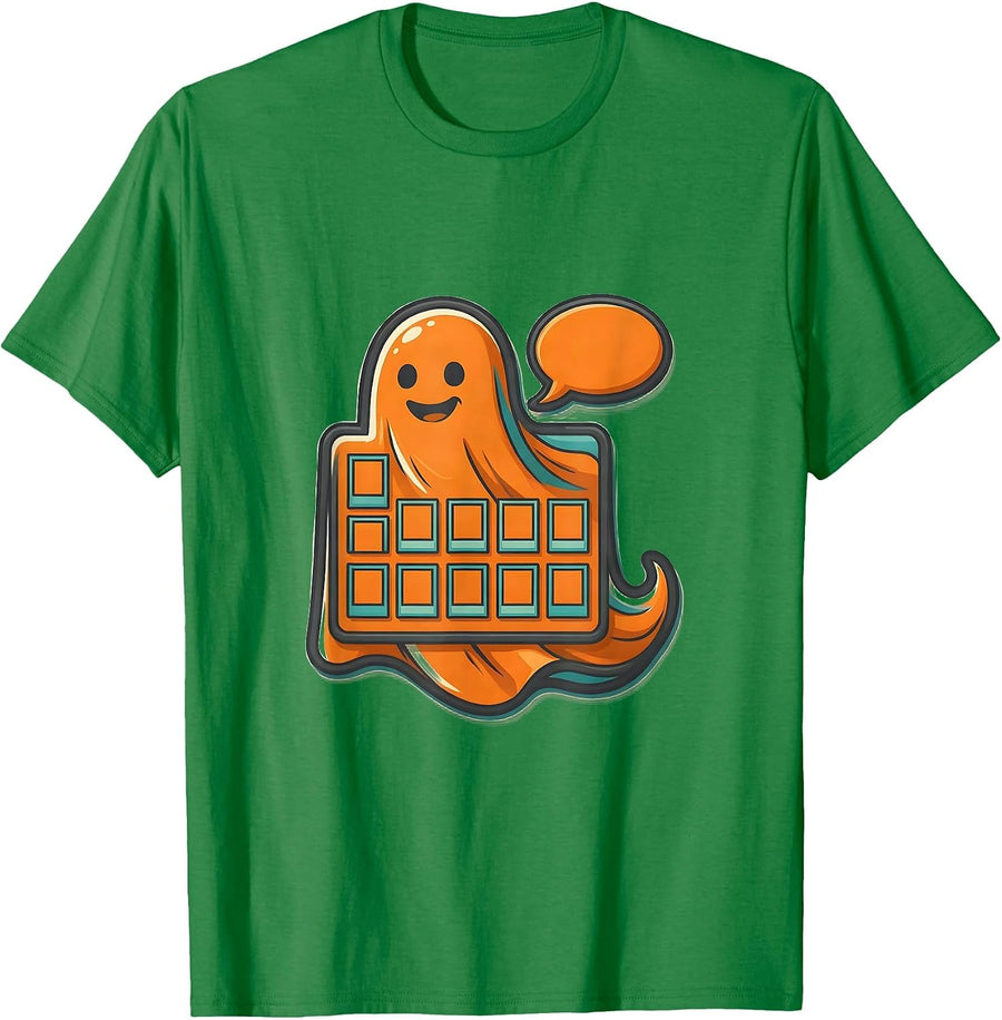 Men's Friendly Ghost Speech Board Halloween Teacher Costume Humor T-Shirt - Kelly Green