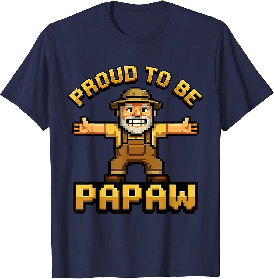 Proud to Be Papaw Grandpa Pride Design T-Shirt - Navy Blue