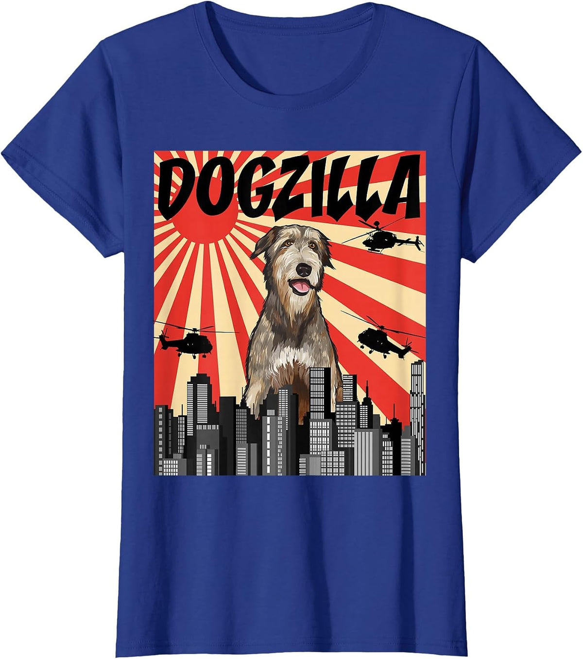 Funny Retro Japanese Dogzilla Irish Wolfhound T-Shirt - Royal Blue