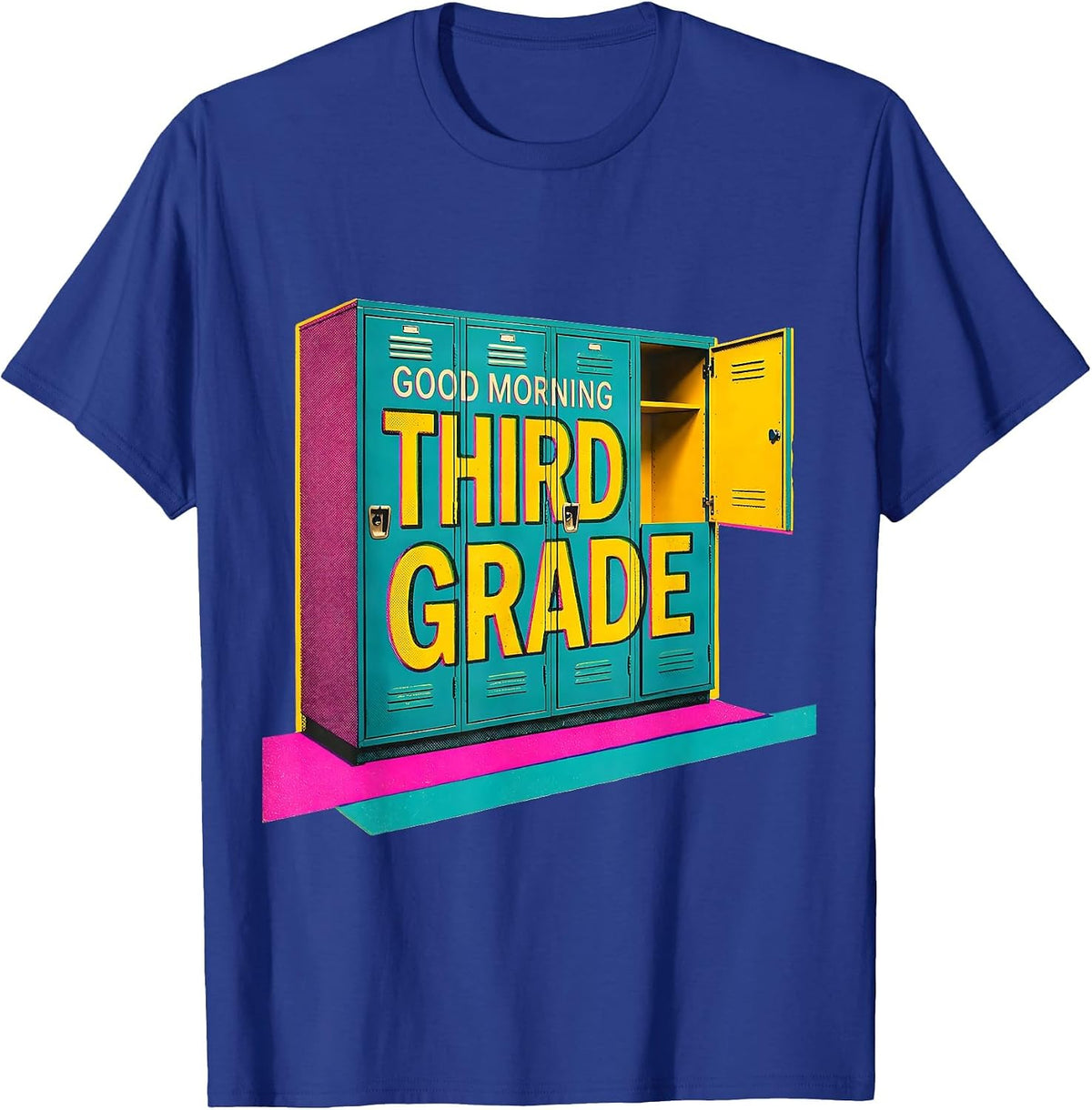Good Morning Third Grade Risograph Back To School Teacher T-Shirt - Royal Blue