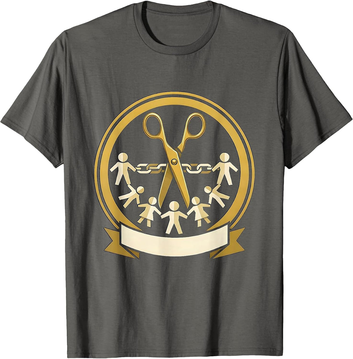 Men's Third Grade Teacher Scissors Paper Doll Graphic T-Shirt - Asphalt Grey