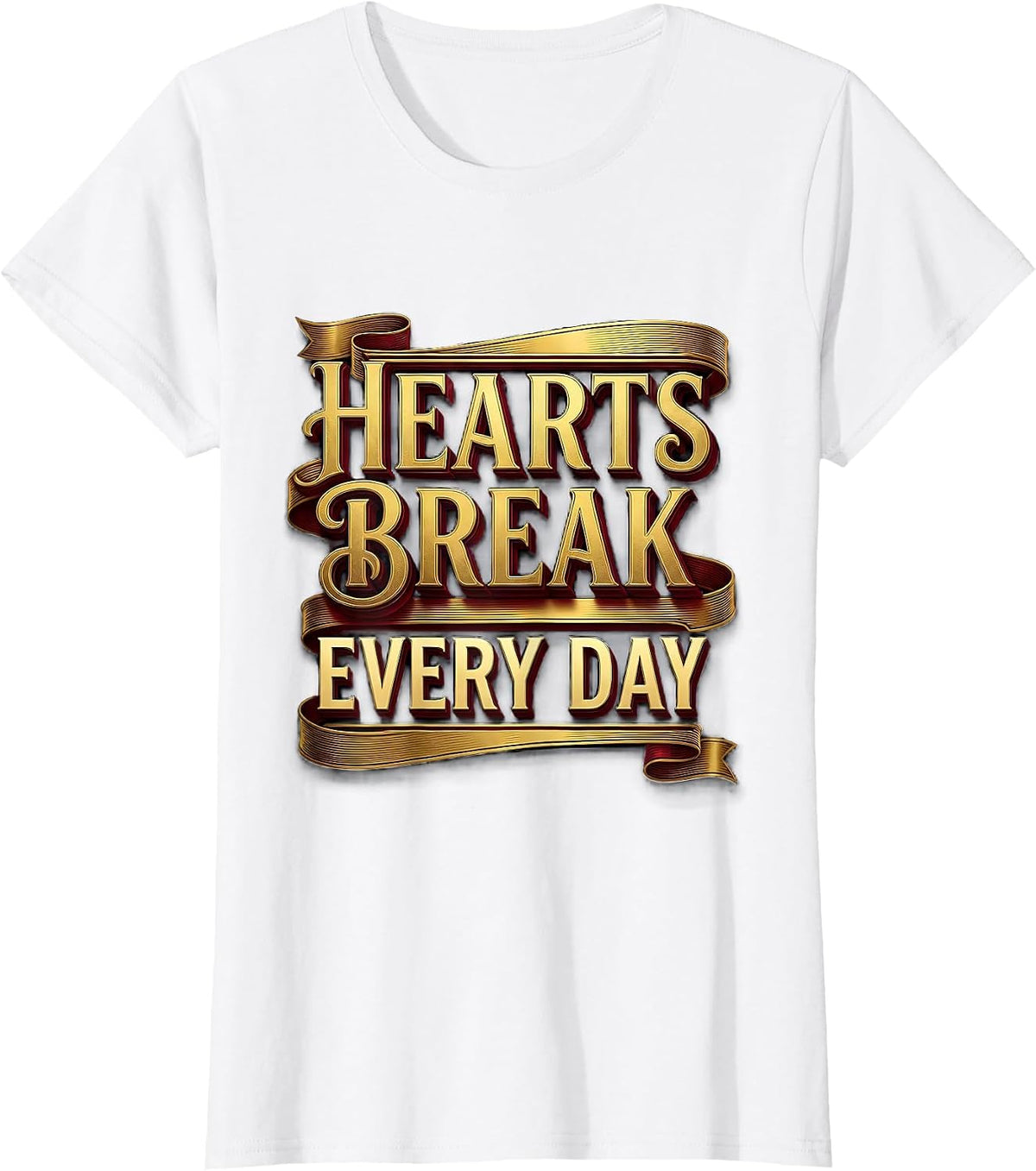 Hearts Break Every Day Emo Graphic Design T-Shirt - White