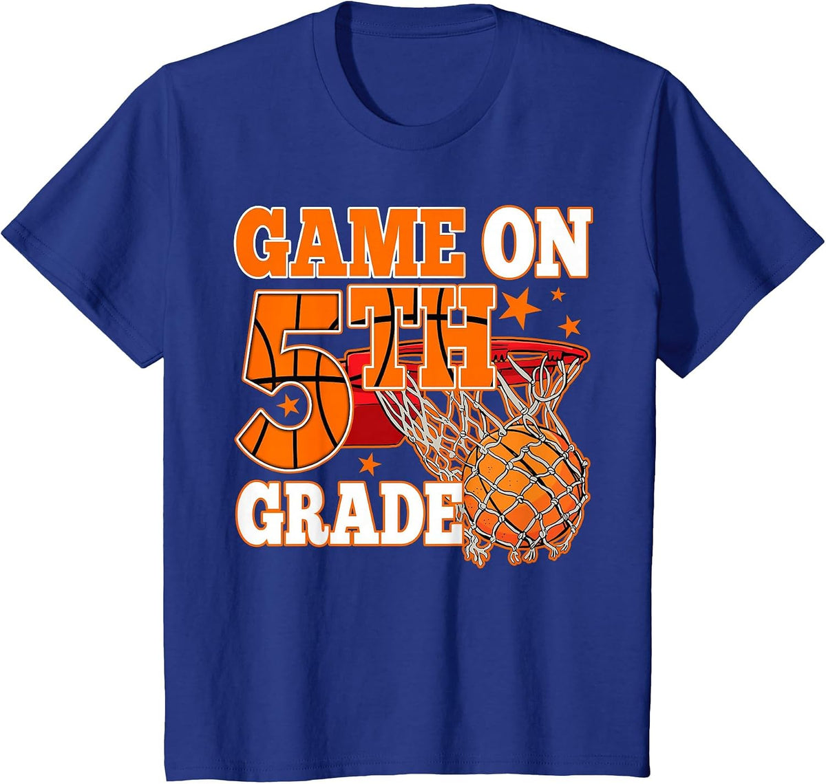Boys Game On 5th Grade Basketball Back to School Teacher Kid T-Shirt - Royal Blue