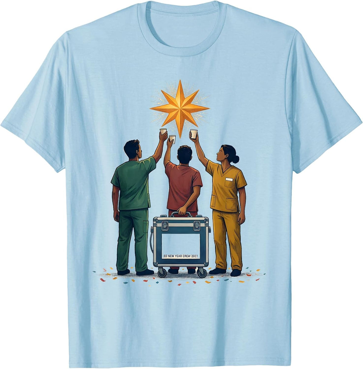 Men's ED New Year Crew 2027 Funny Nurse Crew New Years Eve Party T-Shirt - Baby Blue