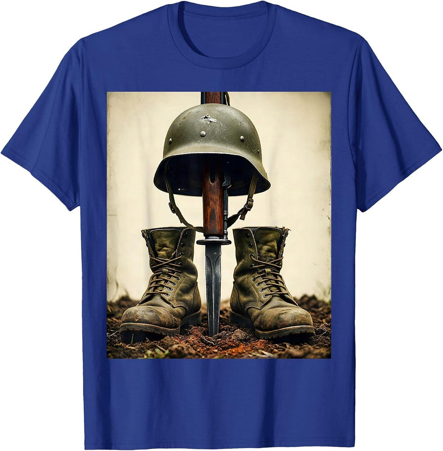 Army Fallen Soldier Field Memorial Graphic T-Shirt - Royal Blue