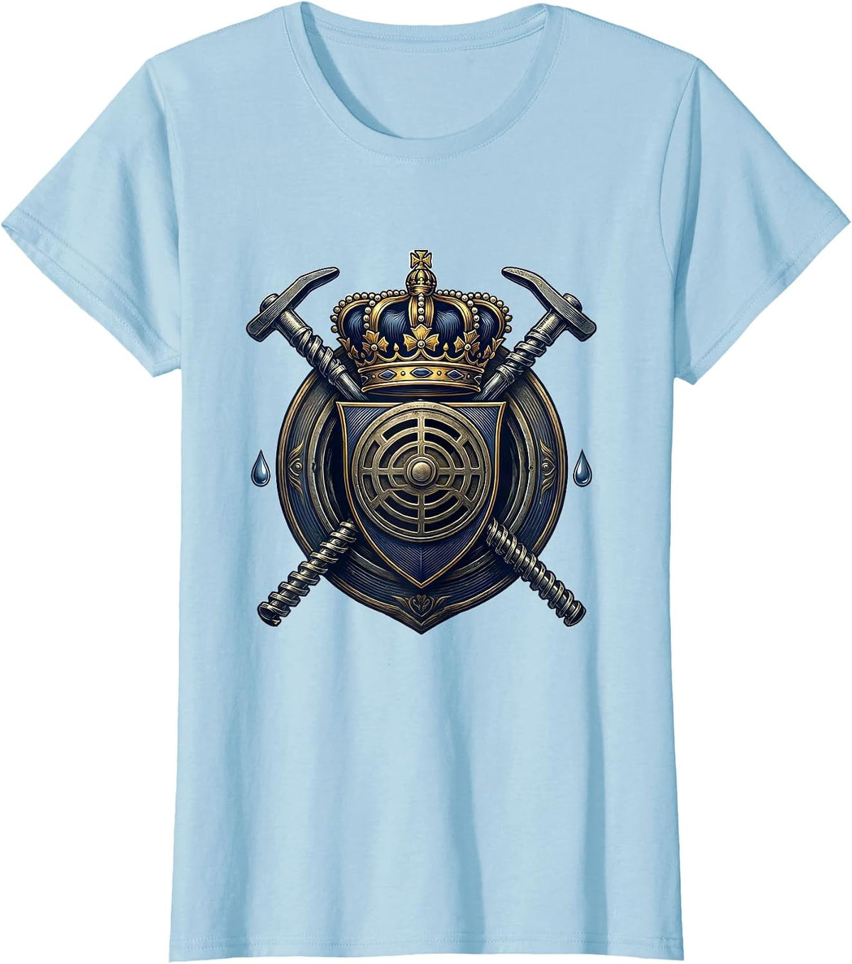 Heraldic Plumber Crest Funny Plumbing Gift T-Shirt - Baby Blue