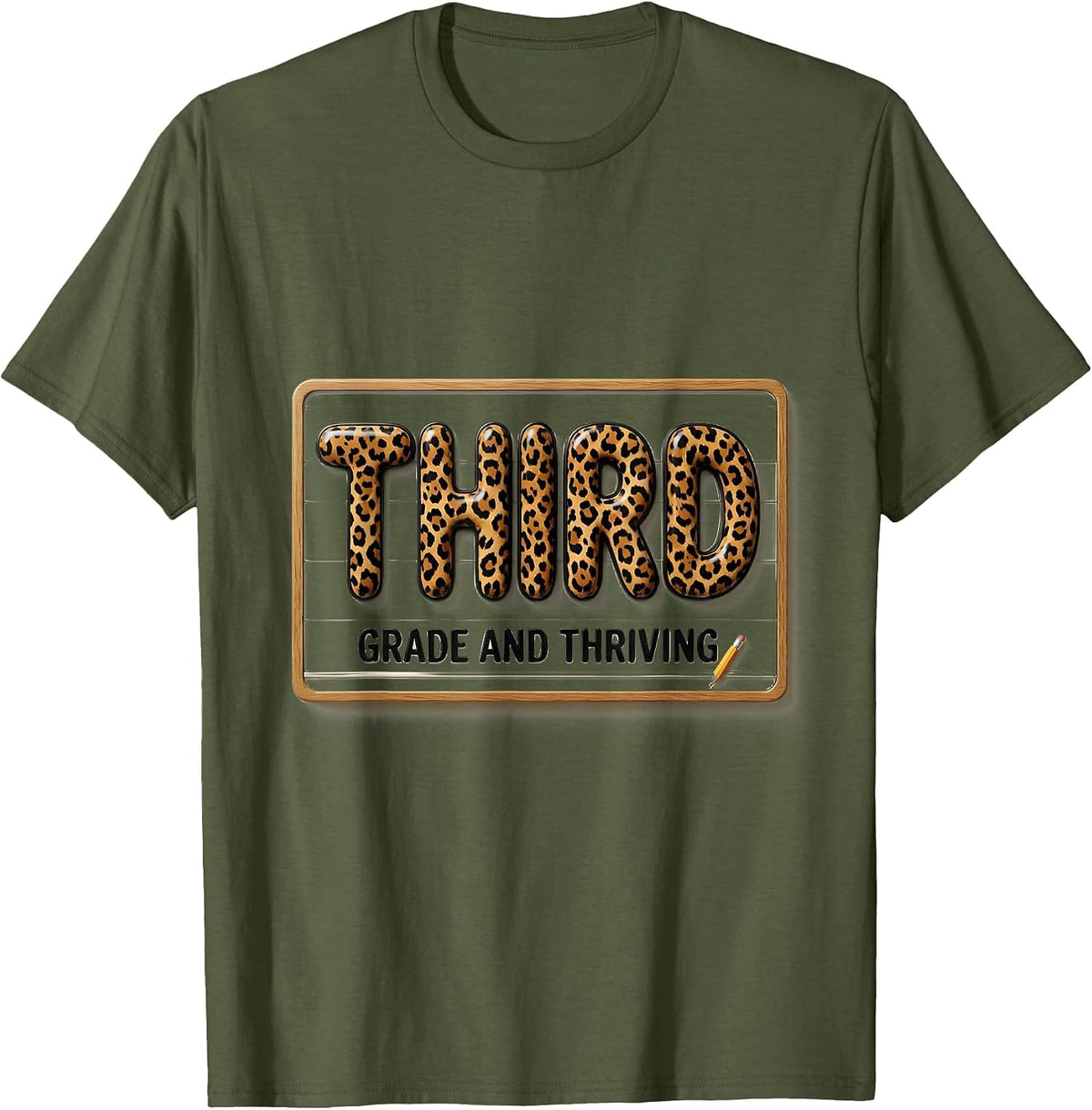 Third Grade And Thriving Leopard Teacher Back To School Girl T-Shirt - Olive Green