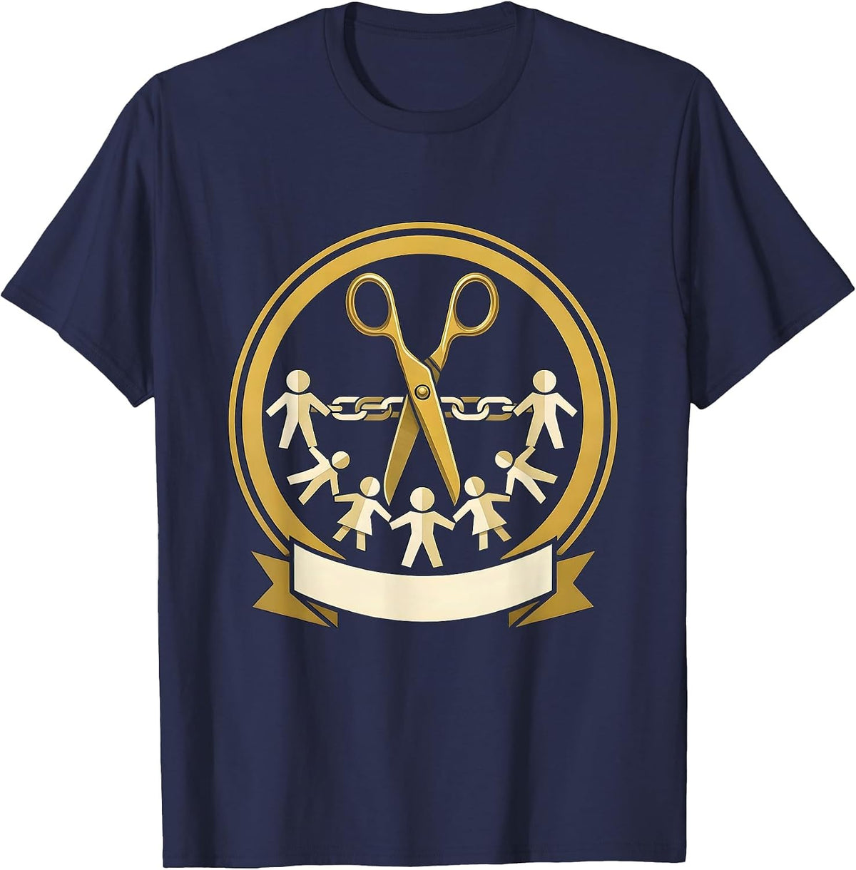 Men's Third Grade Teacher Scissors Paper Doll Graphic T-Shirt - Navy Blue