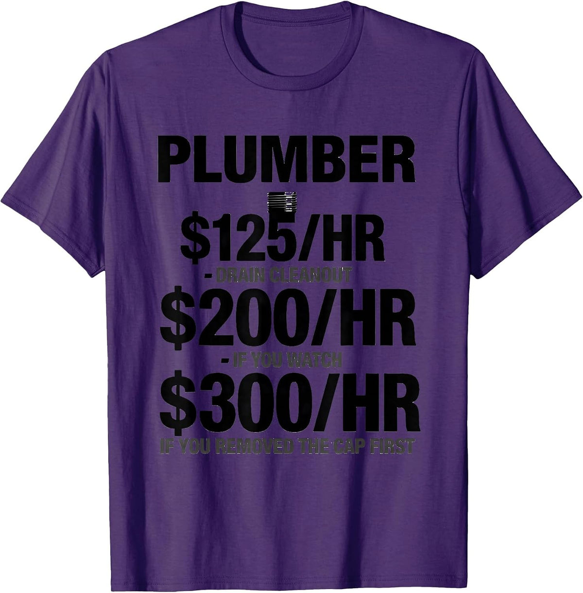 Men's $125HR Funny Plumber Hourly Rate Dad Joke T-Shirt - Purple